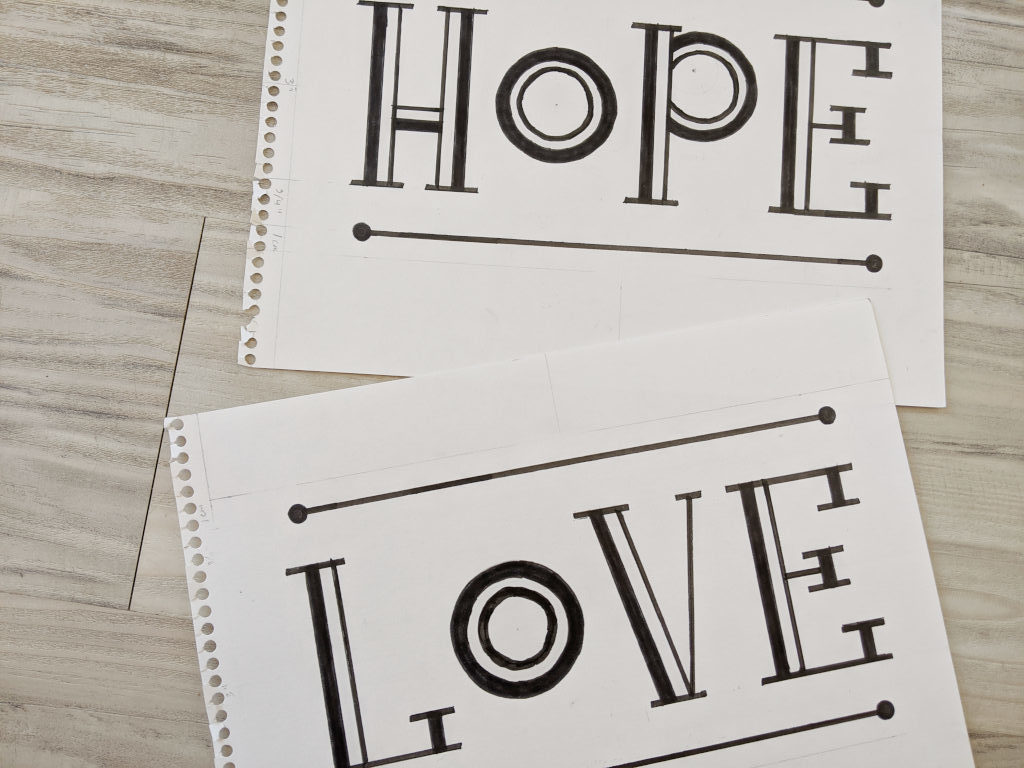 Hope Love Hand Drawn Lettering