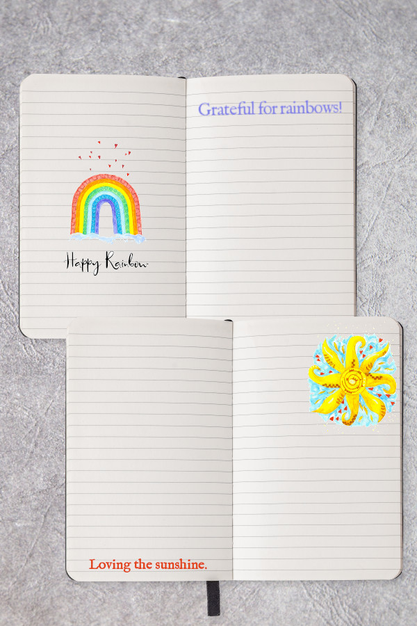 watercolor clipart on nursery gratitude journal pages