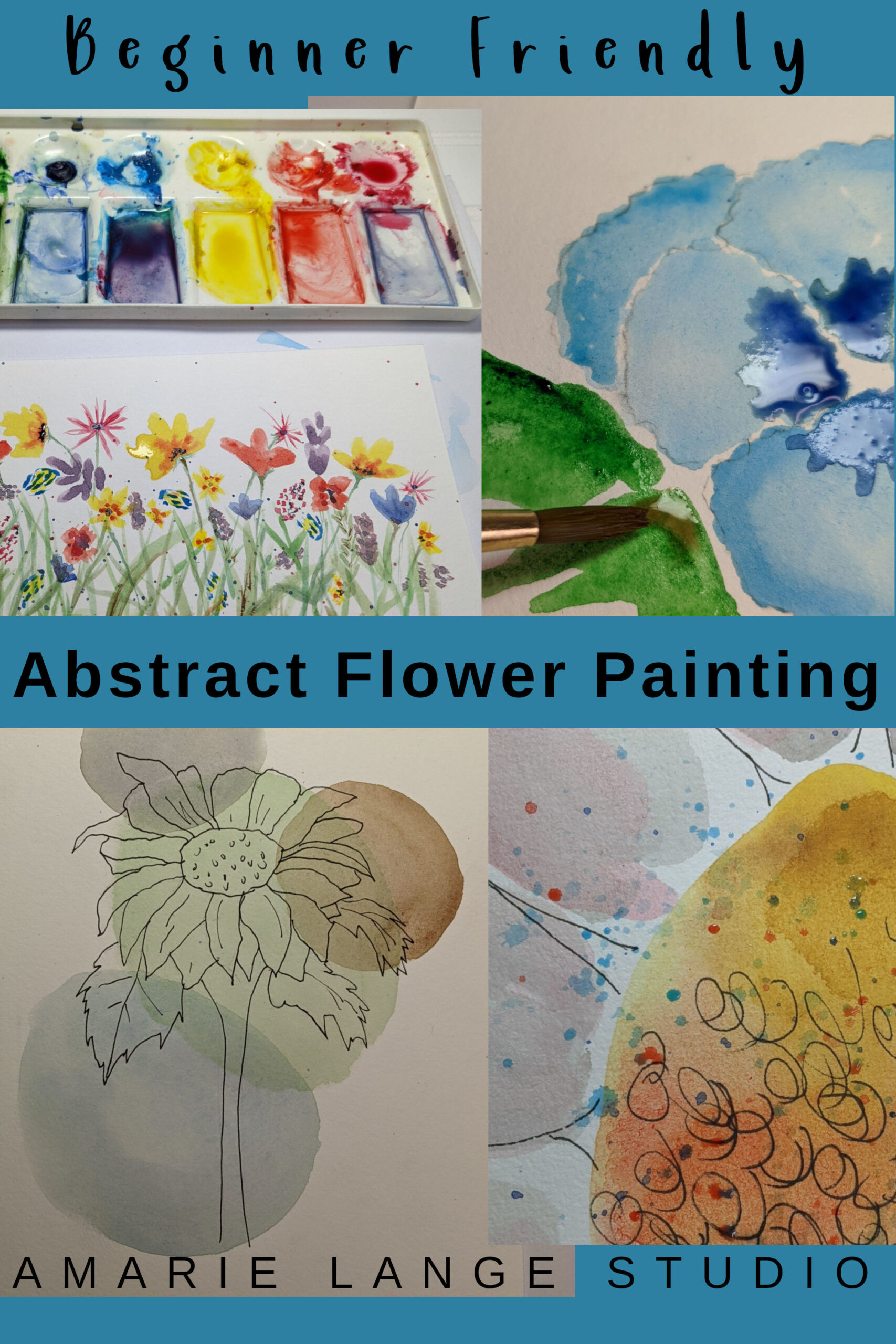 Abstract Watercolor Flowers – Painting Floral Art - Amarie Lange Studio