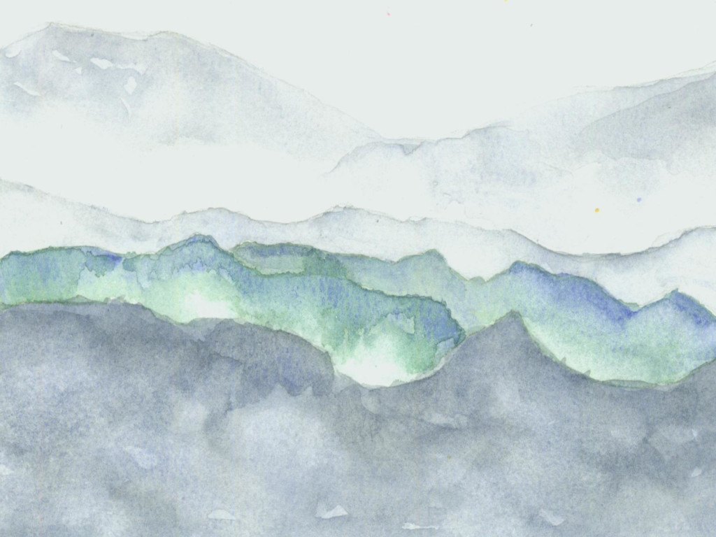 simple abstract watercolor landscape in grays