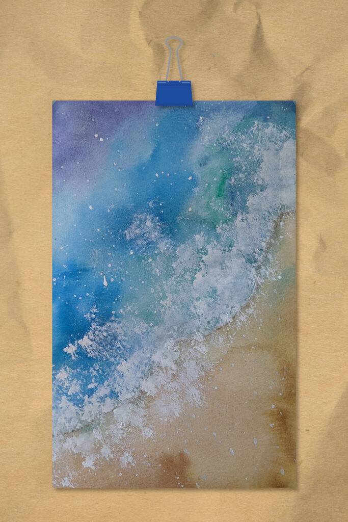 Watercolor Sand, Water and Foam - Abstract Style
