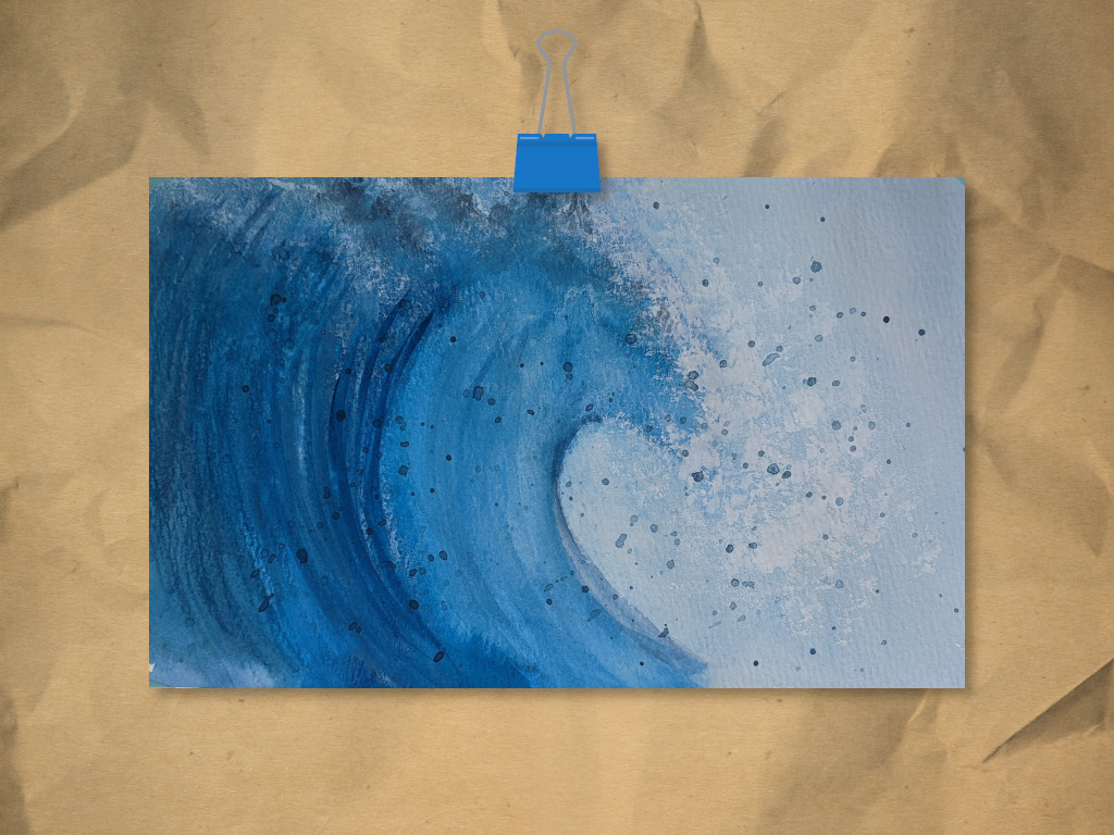 Watercolor Surfing Wave