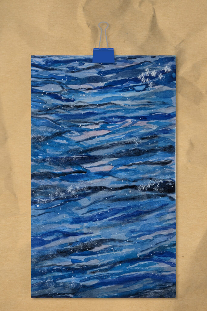 Blue Watercolor Water Ripples - Abtract Style