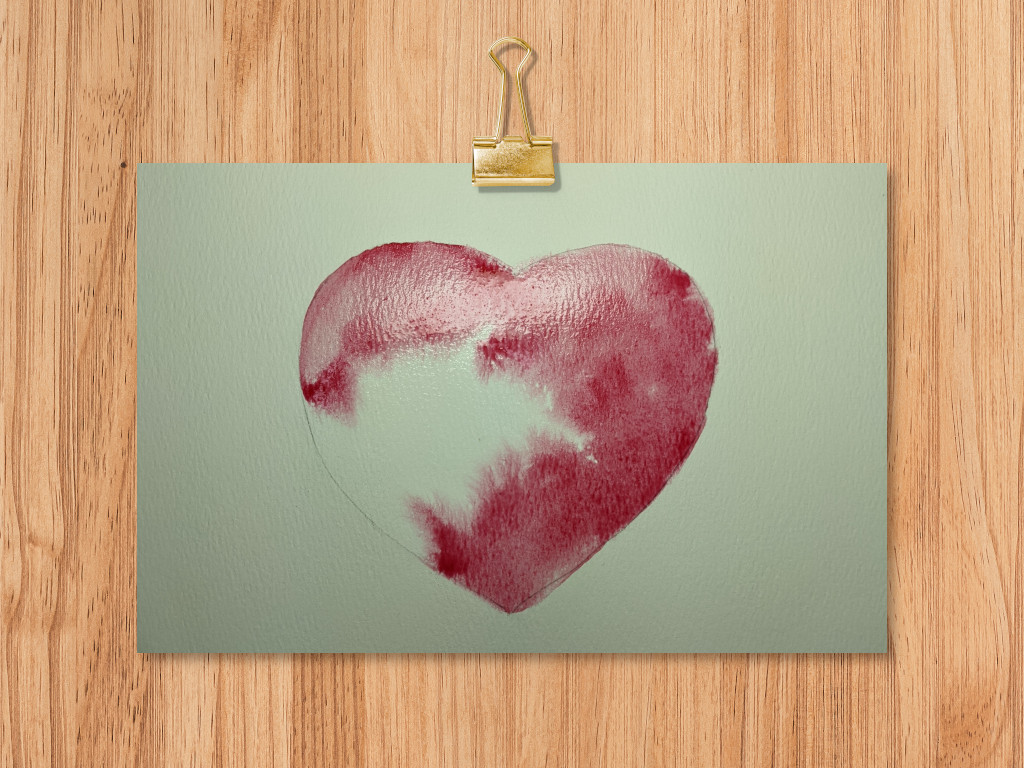 watercolor red heart