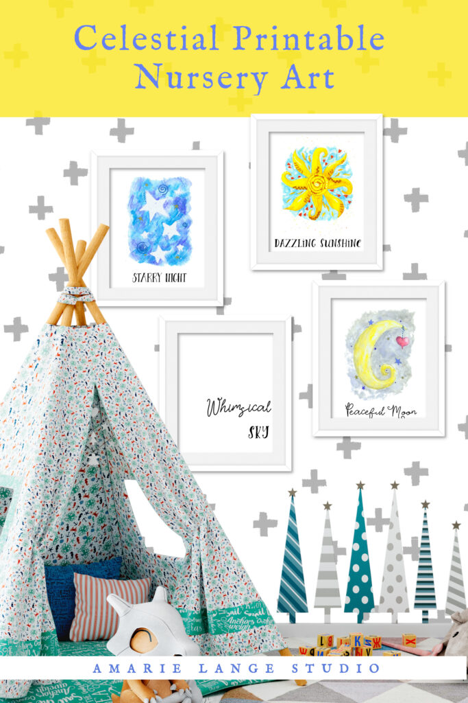 Celestial Printable Nursery Art - Boho Sun, Moon & Stars