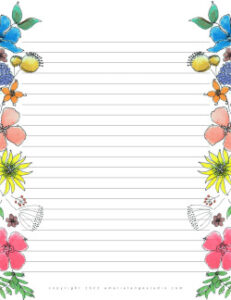 Printable Stationery Border - Floral - Lined