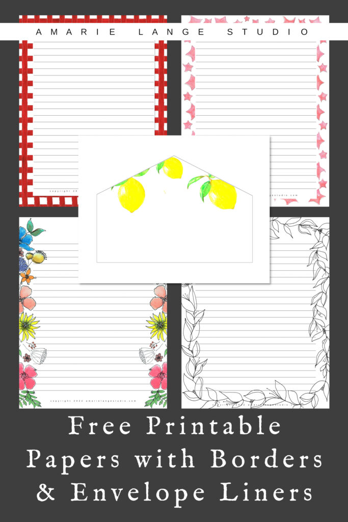 Free Printable Stationery Borders Matching Envelope Liners Amarie 