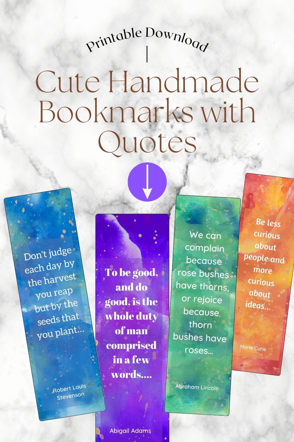 DIY Cute Handmade Bookmarks with Quotes, Animals, Sewing Fun + Free