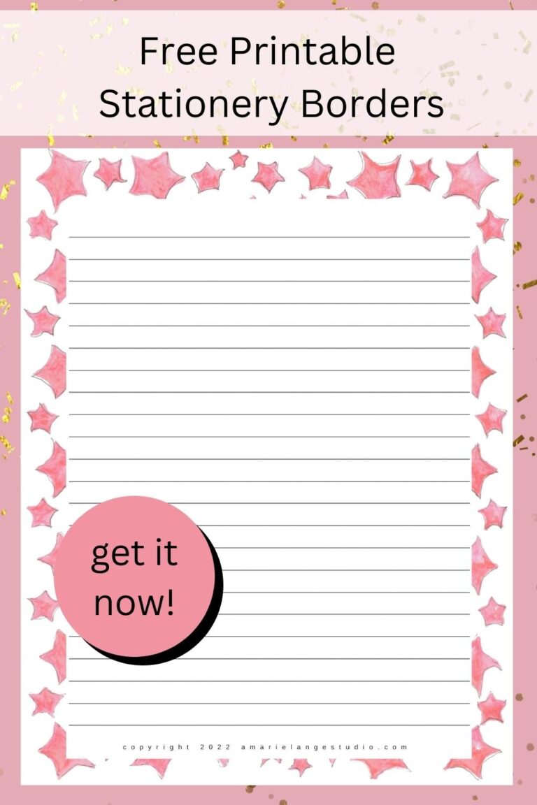 Free Printable Stationery Borders (& Matching Envelope Liners) - Amarie ...