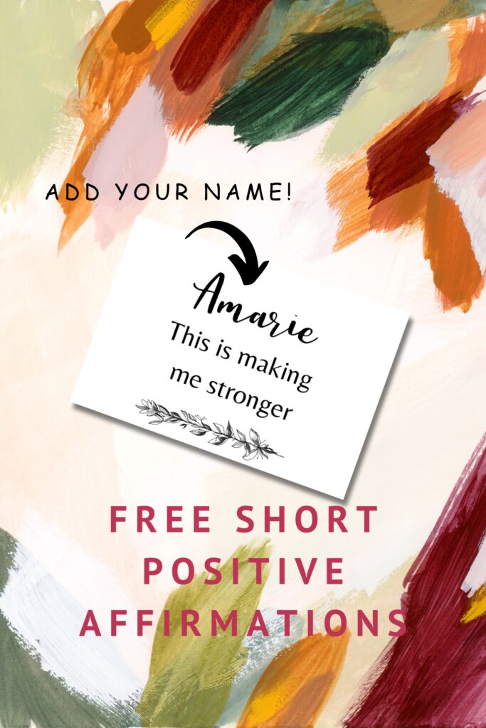 card that says free short positive affirmations; add your name