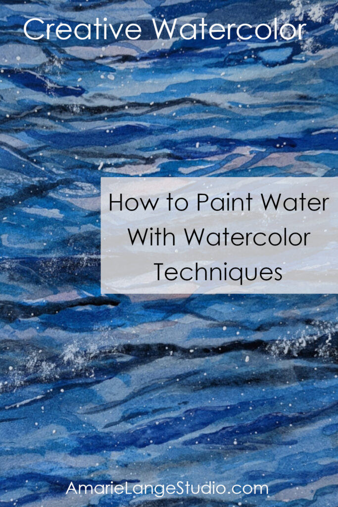 text of How to Paint Water with Watercolor Techniques on a watercolor water background