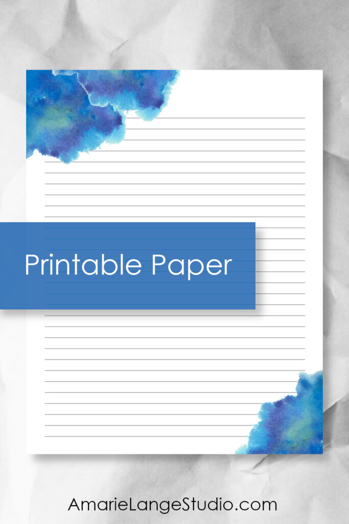 Printable Paper - letter writing paper with blue marbling