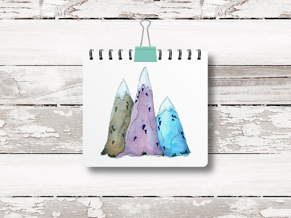 Mountain Nursery Art with watercolor mountains