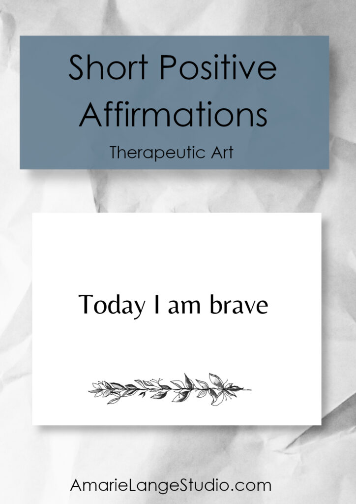 a short positive affirmation on a white card with lineart leaves