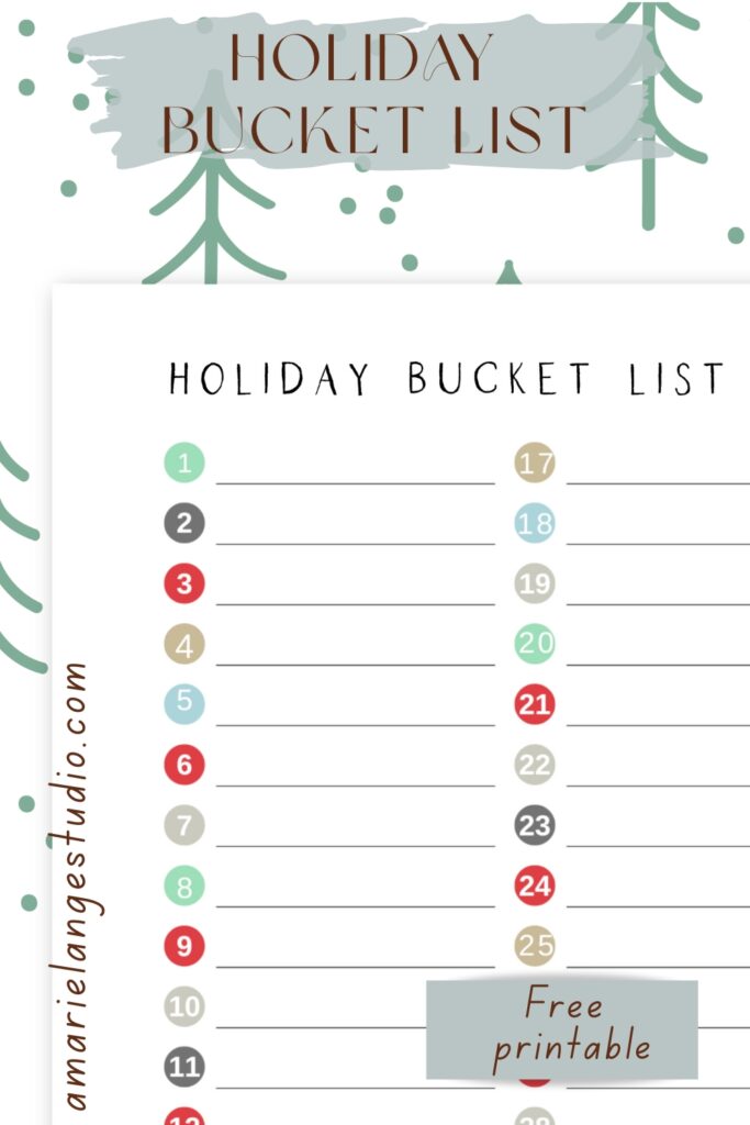 Holiday Bucket List Free Printable
