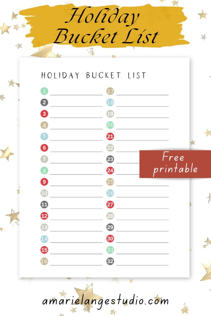holiday bucket list free printable
