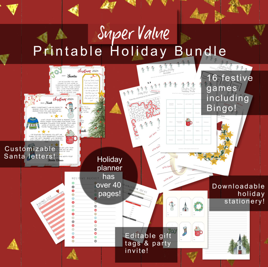 Christmas Planner and Games Bundle - Printables