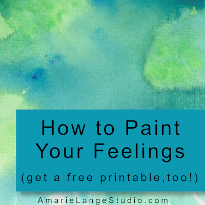 green blue blended watercolor with the text How to Paint Your Feelings